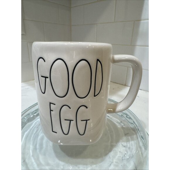 Rae Dunn Double Sided Easter Good Egg Bad Egg White Mug - Picture 1 of 9